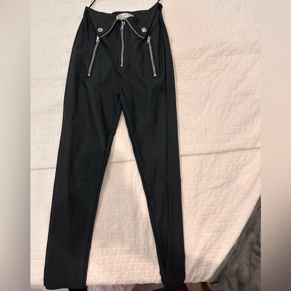 faux “leather” slim fit pants